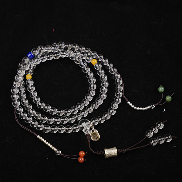 108 Beads White Quartz Mala – Minimalist Healing Bracelet for Mindfulness & Energy Balance