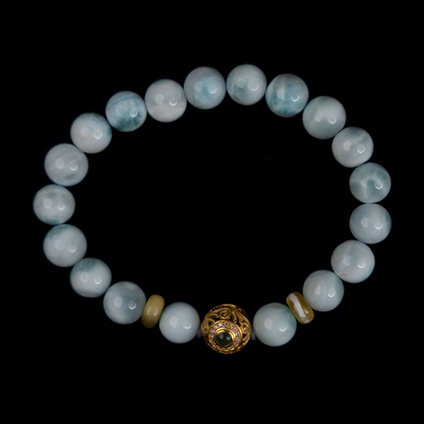 Larimar & Natural Baltic Amber Bracelet – Harmony, Intuition & Inner Peace