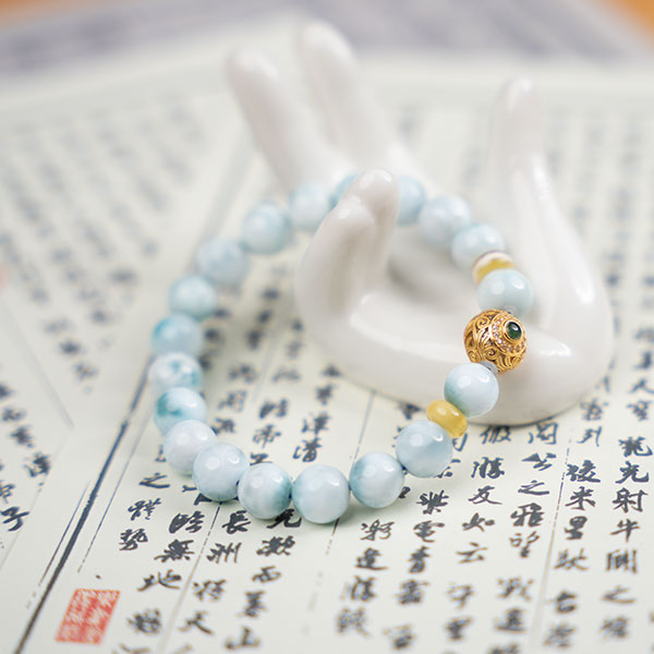 Larimar & Natural Baltic Amber Bracelet – Harmony, Intuition & Inner Peace