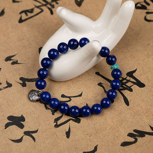 Natural Lapis Lazuli Bracelet with Ancient Chinese Rune – Wisdom, Protection & Spiritual Power