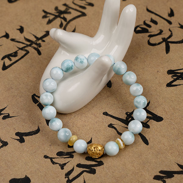 Larimar & Natural Baltic Amber Bracelet – Harmony, Intuition & Inner Peace
