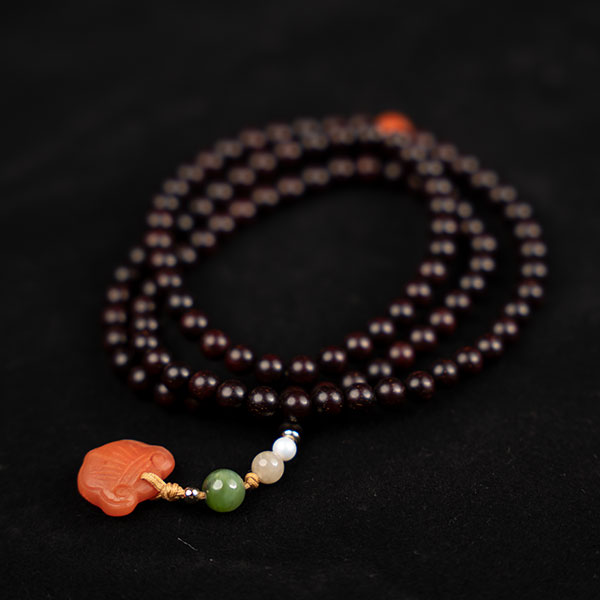 Premium Small-Leaf Red Sandalwood Bracelet (6mm) – Rare High-Density Beads with Starry Grain