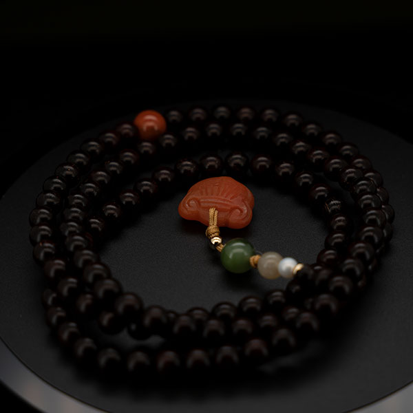Premium Small-Leaf Red Sandalwood Bracelet (6mm) – Rare High-Density Beads with Starry Grain