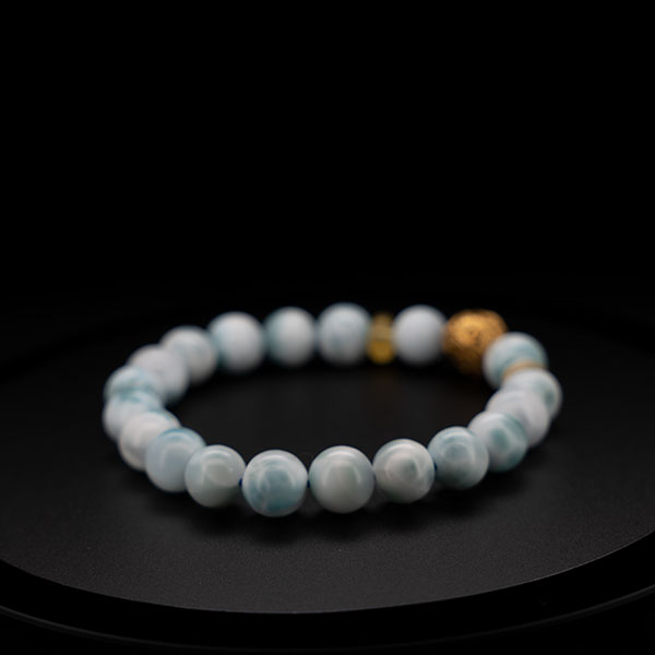 Larimar & Natural Baltic Amber Bracelet – Harmony, Intuition & Inner Peace